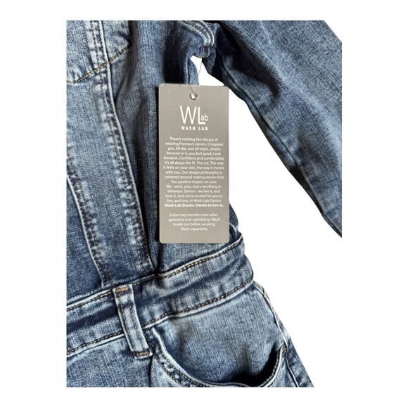 Wash Lab New Classic Blue Denim Long Sleeve Button Up Dress Size Small - Picture 3 of 9